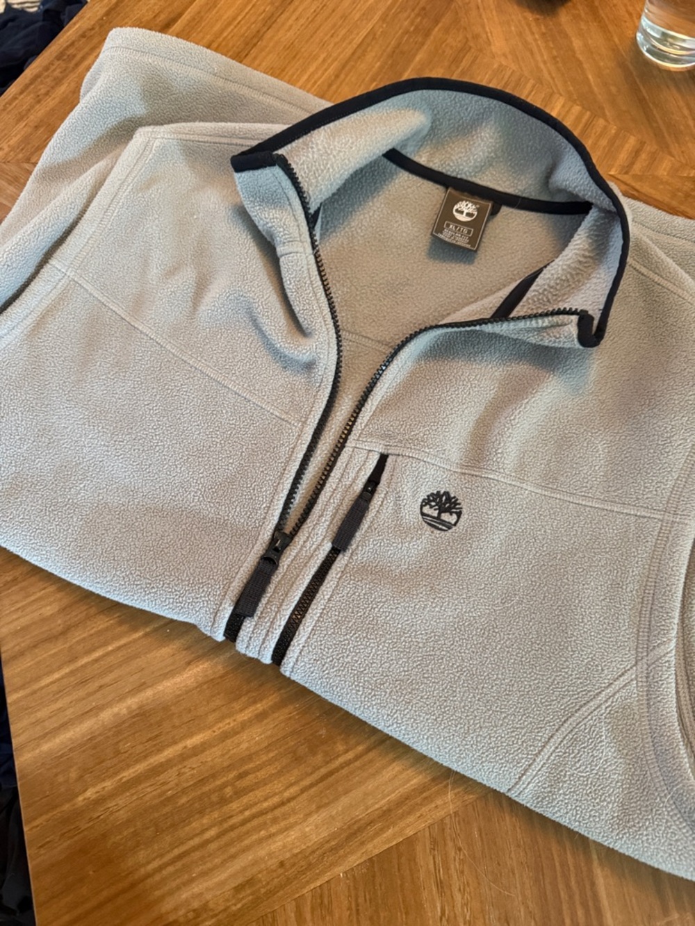 Timberland Light Gray Fleece Jacket with Black Trim XL